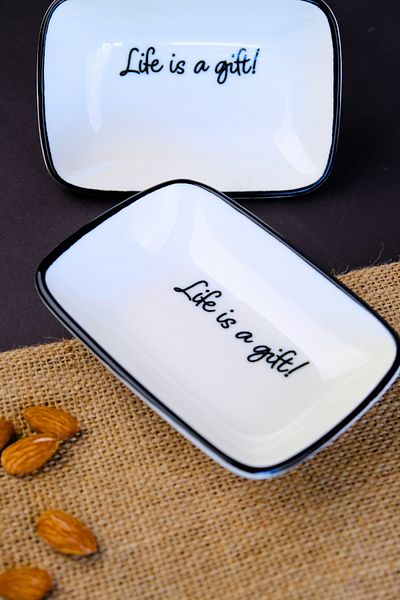 tabakevi Plate House Porcelain Motto Gift Boat Plate 2 Li 14X10X2Cm