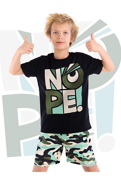 MSHB&G Sommer-Set aus T-Shirt und Shorts mit Camouflage-Muster für Jungen – Nope