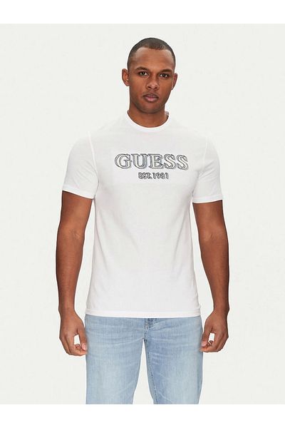 Guess Ss Cn Logo Tee Men's White T-Shirt M5Gi07I3Z14-G011