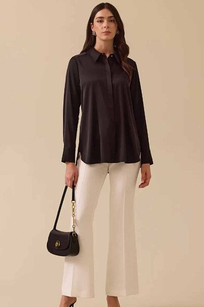 SEÇİL Women's Black Gizli D-Exploration Satin Shirt