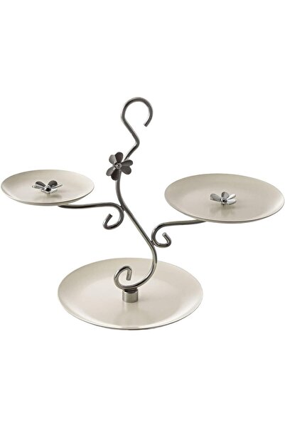 Generic 3-tier dessert stand from Al Saif, white/chrome, round