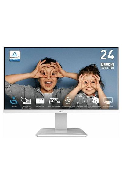 MSI Monitor VA LED MSI 23.8" PRO MP2412W, Full HD (1920 x 1080), HDMI, DisplayPort, 100 Hz, 1 ms (Alb)