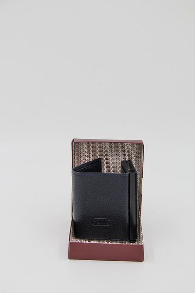 Granit 4051 Leather Mechanized Card Holder - Navy Blue