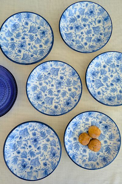 tabakevi Plate House Porcelain Blue Heaven Plate 240Cc 6 Pieces 15X15X2Cm