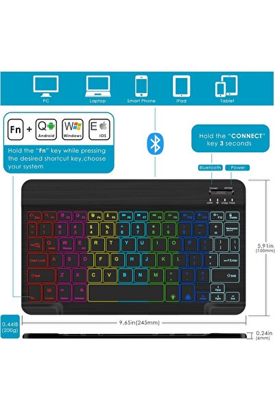 HYX Backlit Keyboard Case for Samsung Galaxy Tab S9 / S9 FE / S10 FE (10.9-11") with Detachable