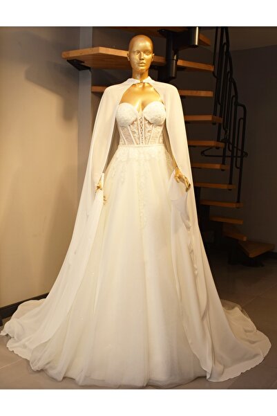 paris in paris CAFTAN ALB DIN șifon - G.setSelection - Pelerina - Bındalli - Rochie albă cu henna