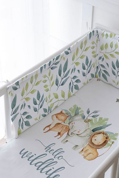 Tuğba Kuğu Baby Bedside Protector and Printed Sheet Sleeping Set - For Baby Series - Safari Animals