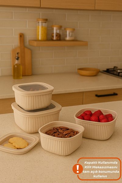 welcomein 3-Piece Colorful Lockable Lid Storage Container Diffuse Microwave and Refrigerator Compatible Organizer