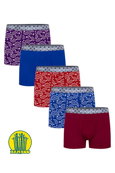 BRAINWEAR Men's 5 Pack Lycra Bamboo Digital Printed Boxers - Happy Pandas Creation