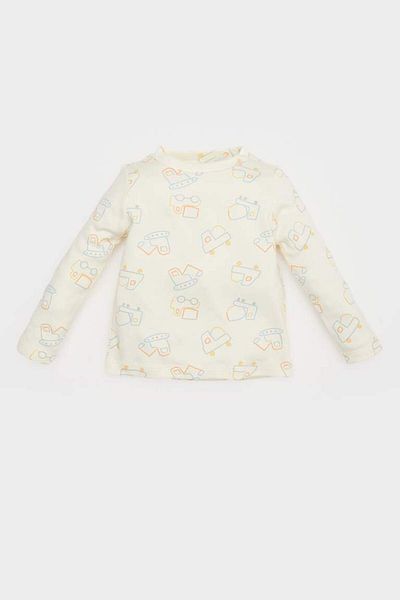 DeFacto New Season Baby Boy Set of 2 Vehicle Printed Waffle Long Sleeve T-Shirt Salopet