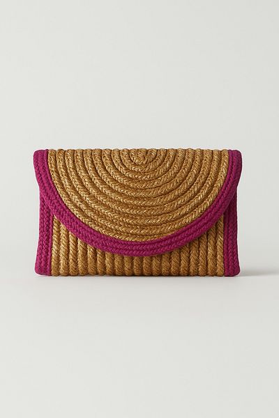 Magu Children's Wicker Look Natural Color Handbag - Summer Knitted Textured Model (14X20)