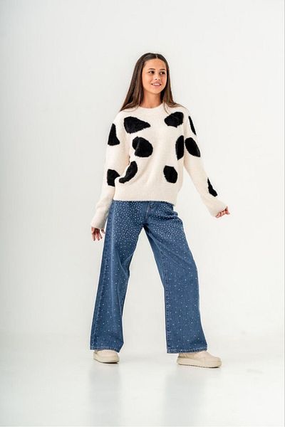 Elabutik Girl's Dalmatian Pattern Knitwear Sweater