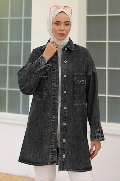 Bestenur Bird Eye Denim Jacket 1462 - Anthracite