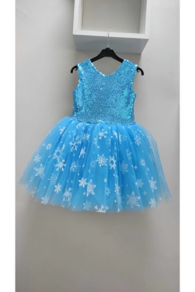 babysmile Kar Taneli Mavi Kız Çocuk Elbise