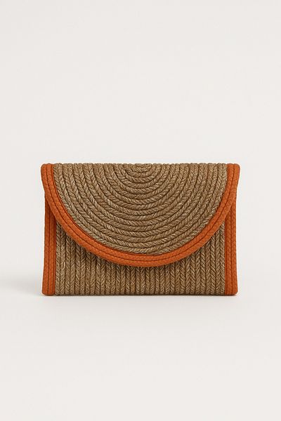 Magu Children's Wicker Look Natural Color Handbag - Summer Knitted Textured Model (14X20)