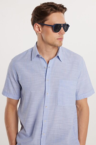 Tudors Cămașă pentru bărbați, cu croială clasică, 100% bumbac, cu mânecă scur...