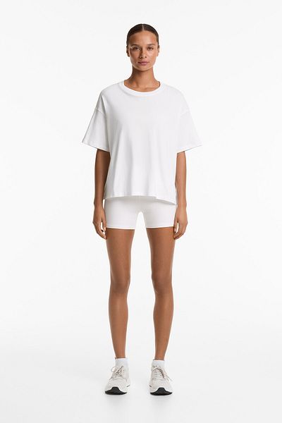 Oysho Boxy short-sleeved cotton blend T-shirt