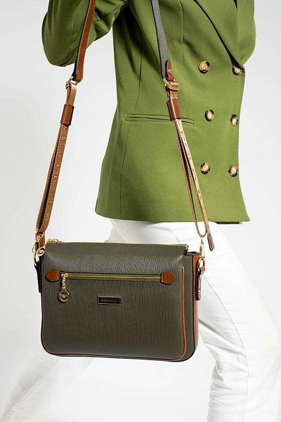 Getcho Bavlor Green Women's Crossbody Bag Zippered Medium Size Adjustable Strap Daily Stylish Shoulder Model