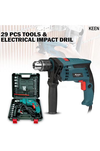 Keen 29 Pcs Electric Impact Drill Set 600W 10mm 2600RPM 220V to 240V with Carry Case