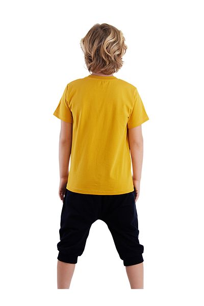 MSHB&G Boy's Lion Yellow Summer T-shirt and Capri Shorts Set with Pocket Detail