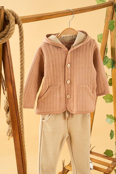 bombe Baby Kids Hooded Collar Cotton Comfortable 2-Piece Set Trend Fashion Bottom Top Set
