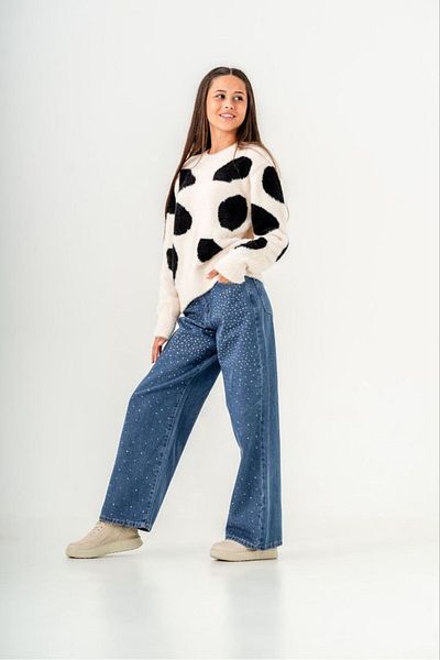 Elabutik Girl's Dalmatian Pattern Knitwear Sweater