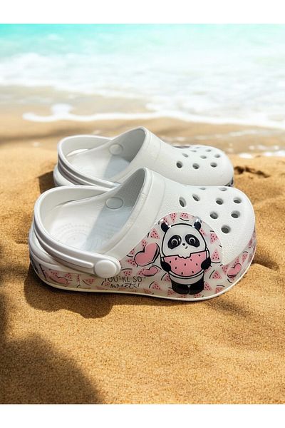 Cozi company Children's Panda Patterned Non-Slip Sole Daily Pool Beach School Girls Slippers