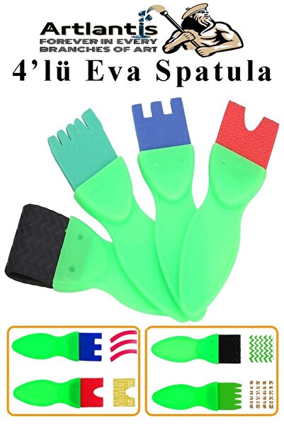 Artlantis Eva Spatula 4 lü 1 Paket Plastik Doku Tarağı Fırçası Okul Öncesi Bo...