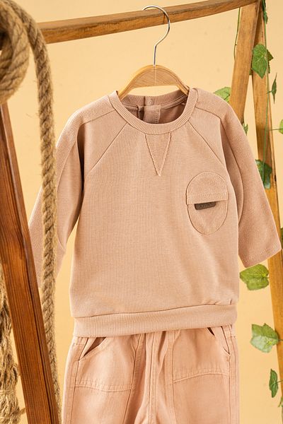 bombe Baby Kids Crew Neck Pants Sweat Cotton Comfortable 2-Piece Set Trend Fashion Bottom Top Set