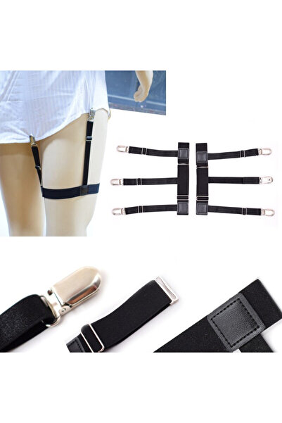 Kemer Dünyası Metal Klipsli Ayarlanabilir Gömlek Tutucu Lastikli Bacak Kemeri (Çift)