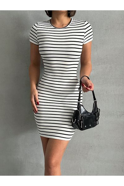 ÇEÇİM Rochie mini cu camisole de bază cu dungi pentru damă ZYN-58769