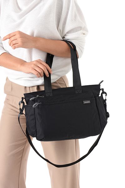 Sanmorris Sn-6007 Women's Water Resistant Parachute Fabric Hand Shoulder Bag Shoulder Bag Crossbody Bag Black