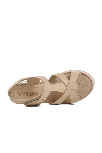 Voyager Beige Genuine Leather Sandals 9200 Z Women's Sandals