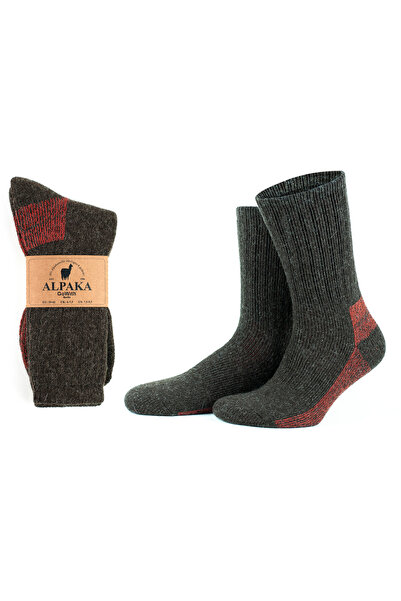 Go With Alpaka Yünlü Tam Havlulu Kalın Yıkamalı Kışlık Kadın Erkek Termal Çorap 6005-6006