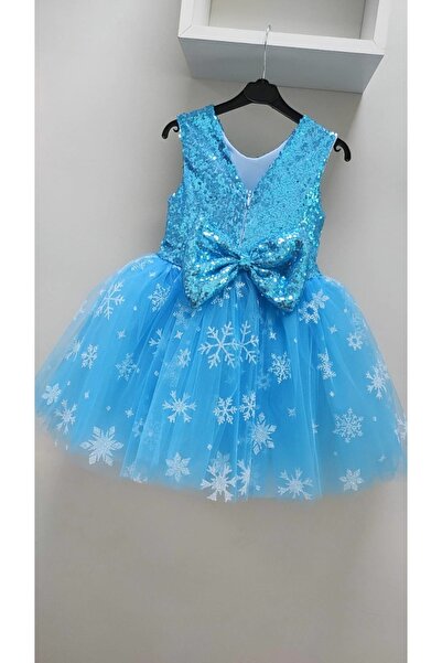 babysmile Kar Taneli Mavi Kız Çocuk Elbise