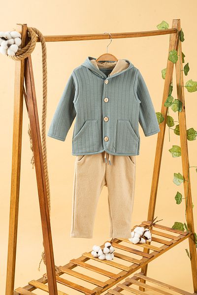 bombe Baby Kids Hooded Collar Cotton Comfortable 2-Piece Set Trend Fashion Bottom Top Set