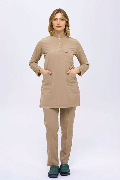 TIPTEKS Hijab Surgical Nurse Uniform and Alpaca Polo Collar Doctor Hijab Uniform Set