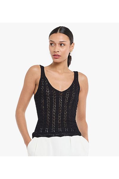 BCBG CROCHET CROP LENGTH CAMI TOP