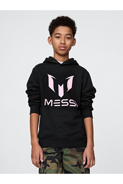 GAP Erkek Çocuk Siyah Messi Grafik Sweatshirt