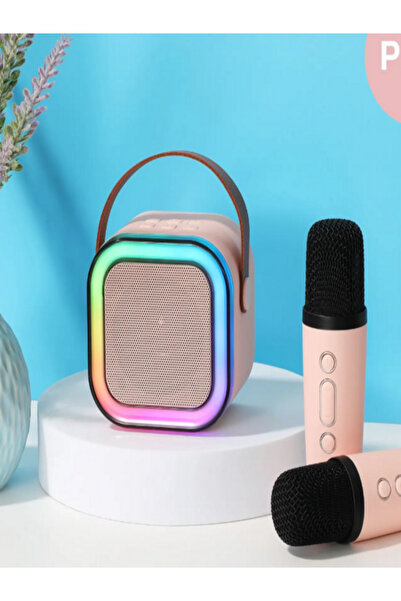TechnOs ÇİFT Mikrofonlu Portatif Taşınabilir RGB Işıklı Çocuk Karaoke Hoparlö...