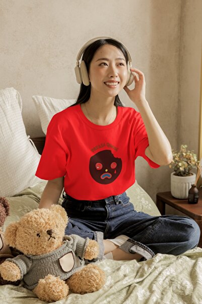 Butik تي شيرت نسائي/رجالي 100% قطن مطبوع عليه كوكيز برقبة دائرية وأكمام قصيرة