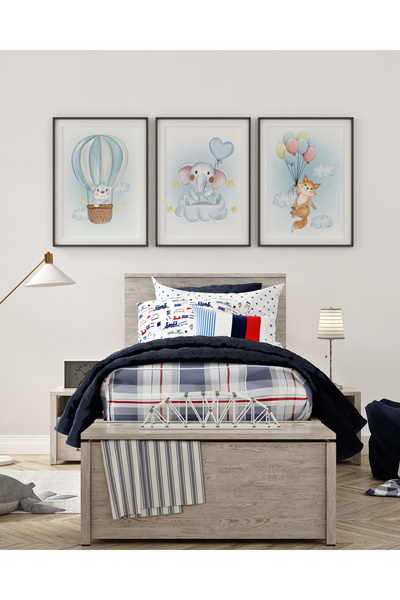 çınararthome Ramă din lemn pentru tablou pentru camera copiilor, 3 piese, dec...