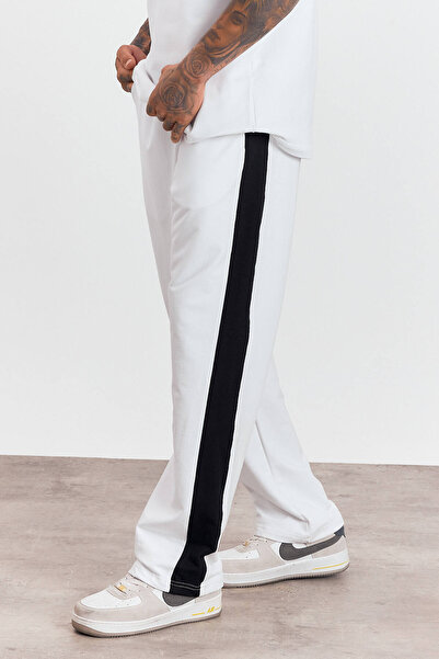 İLKCET MODA Ανδρικό Σετ Ριγέ Μπλούζα και Παντελόνι Oversize