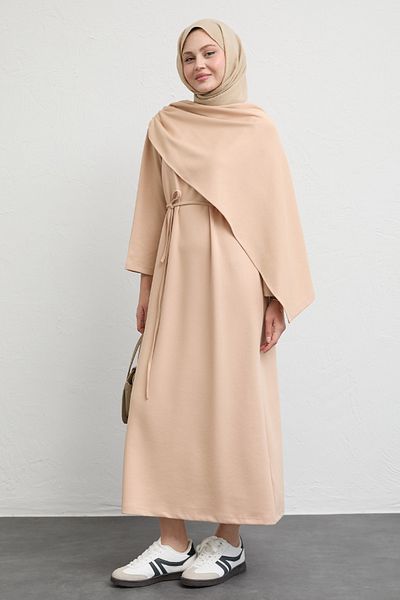 InStyle Rochie modal bej cu detaliu șal