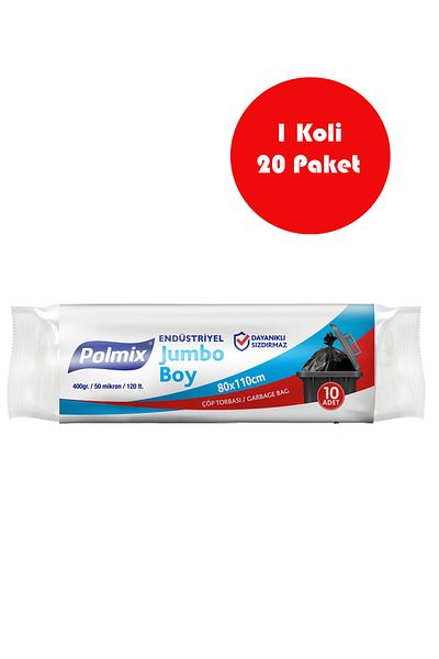 Polmix 20 Pieces Industrial Jumbo Size Garbage Bag 80X110 cm - P404