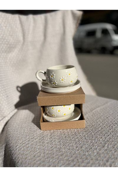 ColorCraft Daisy Patterned Ceramic Mug with Plate