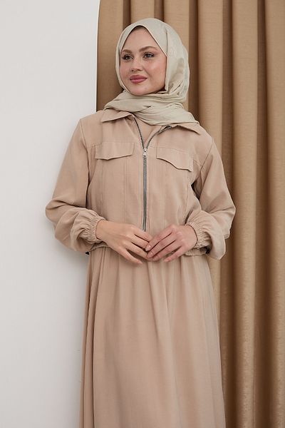 InStyle Rochie cu fermoar cu jachetă bej