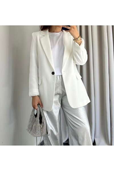 BONJOVİN PARİS Beyaz tek düğme blazer ceket