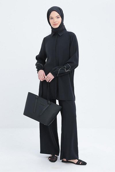 ALLDAY Cămașă cu mânecă elastică brodata cu lanț S51321a0