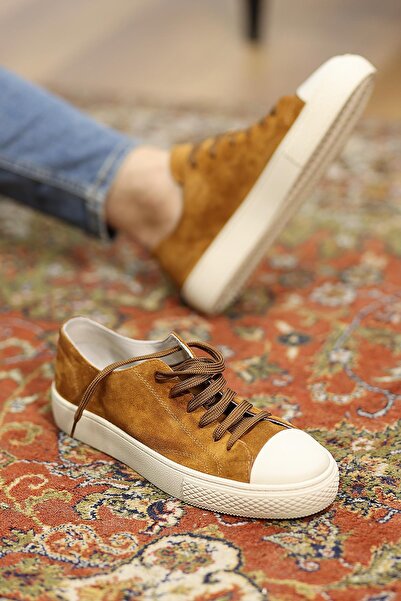 Shoetyle - Tan Genuine Suede Lace-Up Men's Sneakers 666-25